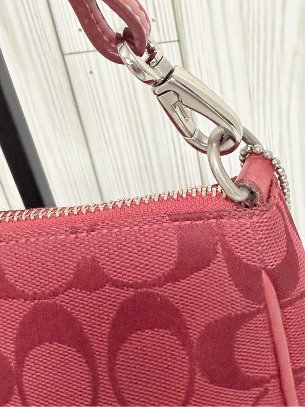 Coach Signature Jacquard Red Mini Shoulder Bag Y2K Baguette Purse Leather Trim - Picture 4 of 13